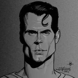 Henry Cavill digital caricature by Jerry Magni