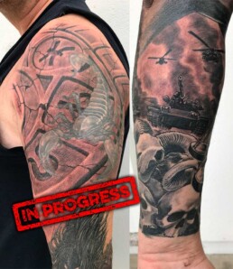 Terza seduta tatuaggio bianco e nero