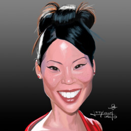 Lucy Liu digital caricature by Jerry Magni