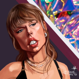 Taylor Swift digital caricature by Jerry Magni