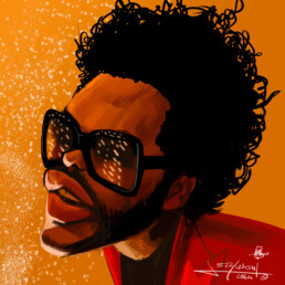 Weeknd digital caricature by Jerry Magni