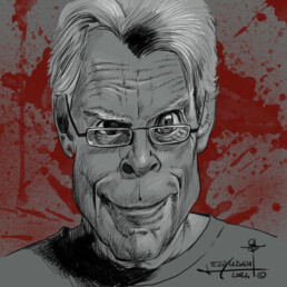 Stephen King digital caricature by Jerry Magni