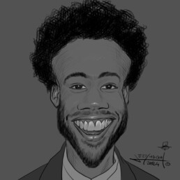 Donald Glover digital caricature by Jerry Magni