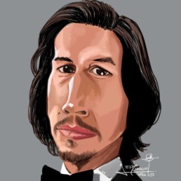 Adam Driver digital caricature by Jerry Magni