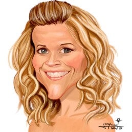 Reese Witherspoon digital caricature by Jerry Magni