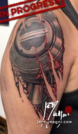 first sitting of a biomechanical tattoo