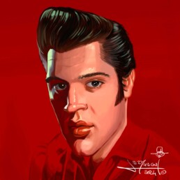 Elvis Presley digital caricature by Jerry Magni
