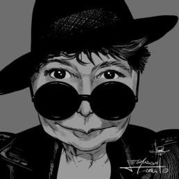 Yoko Ono digital caricature by Jerry Magni