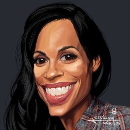 Rosario Dawson digital caricature by Jerry Magni
