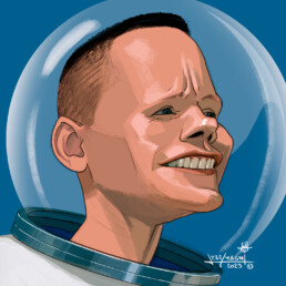Neil Armstrong caricature