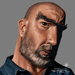 Eric Cantona digital caricature by Jerry Magni