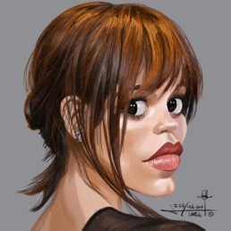 Jenna Ortega digital caricature by Jerry Magni