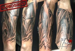 first sitting for a biomech tattoo sleeve