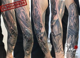 fourth sitting for a biomech tattoo sleeve