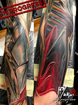 sixth sitting for a biomech tattoo sleeve