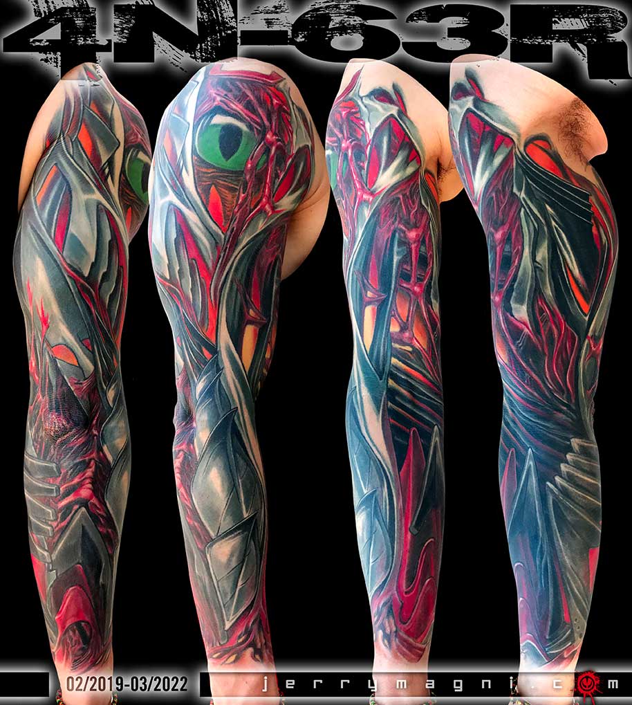 Outlined - New Biomechanical Tattoo by Terry Ribera
