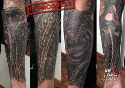biomech full sleeve tattoo, second sitting. ©Jerry Magni