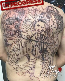 prima seduta tatuaggio su schiena
