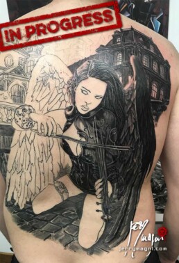 terza seduta tatuaggio su schiena