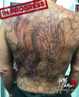 Bak piece dragon tattoo 1st sitting