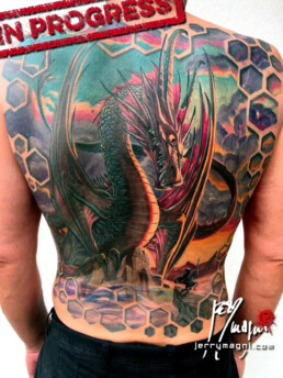 Back Piece dragon tattoo 12th sitting