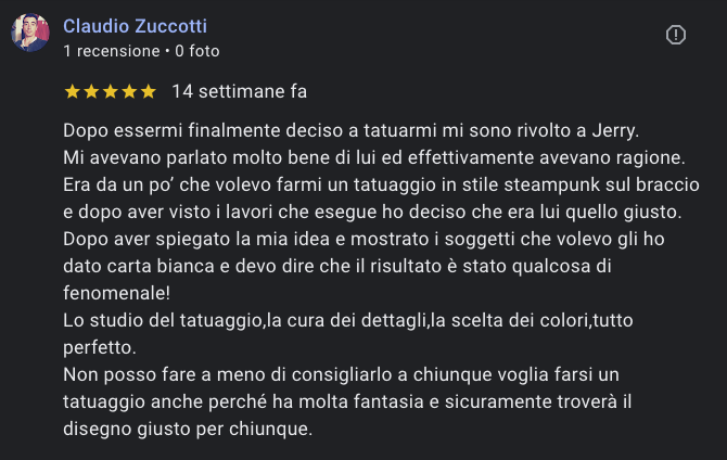 Recensione Cliente