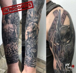 quinta seduta tatuaggio bianco e nero per copertura cicatrici estese