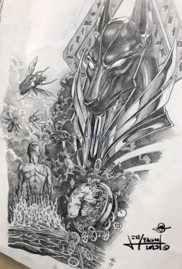 disegno per tatuaggio manica in bianco e nero realizzato dal miglior tatuatore italiano: Jerry Magni