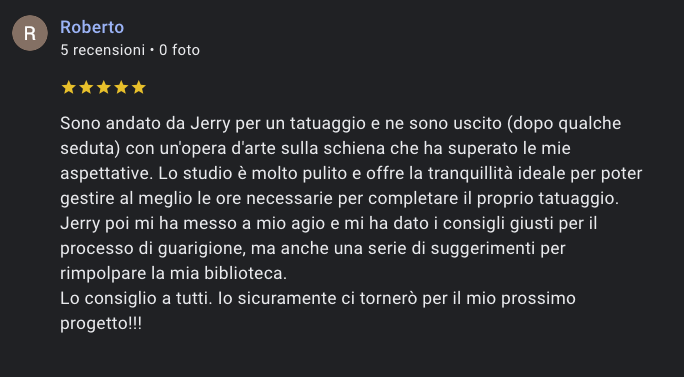 recensione cliente