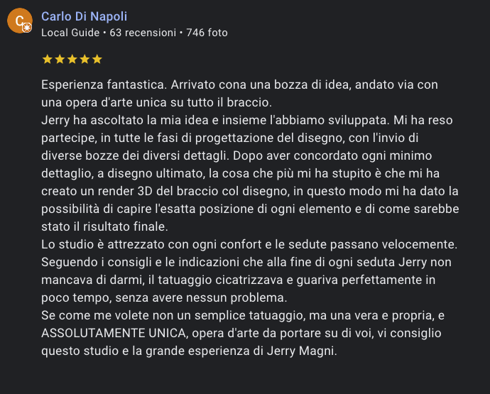 recensione cliente
