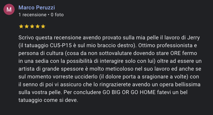 recensione del cliente