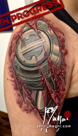second sitting of a biomechanical tattoo