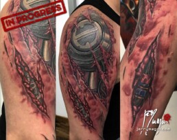 third sitting of a biomechanical tattoo