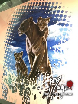 Design for Realistic lioness tattoo, cubs, sea, storm. Jerry Magni tattoo artist. Italy