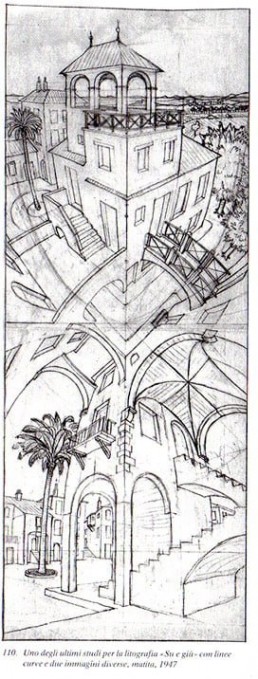 M. C. Escher study for the artwork Up and Down - 1947