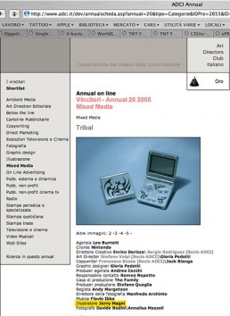 Premio ADCI novembre 2005